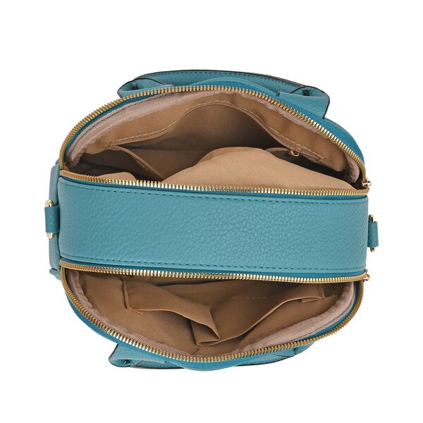 Crossbody-Tasche mit mehreren Reißverschlussfächern und abnehmbarem Gurt, 25x9x18cm, Türkis image number 5