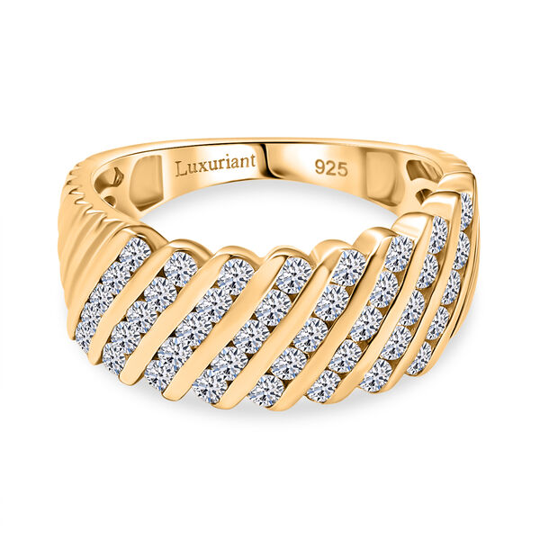 LUXURIANT SGL zertifizierter VS-EF Labor Diamant Ring, 925 Silber 750 Gelbgold Vermeil - 1 ct.