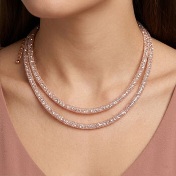 Wei&szlig;er Kristall Halskette ca. 75 cm Reines Messing