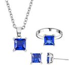 Blauer Kristall Schmuckset Reiner Edelstahl