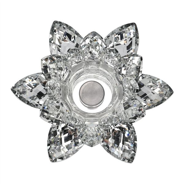 Kristallklare Lotusblume Kerzenhalter mit Drehsockel, transparent image number 3