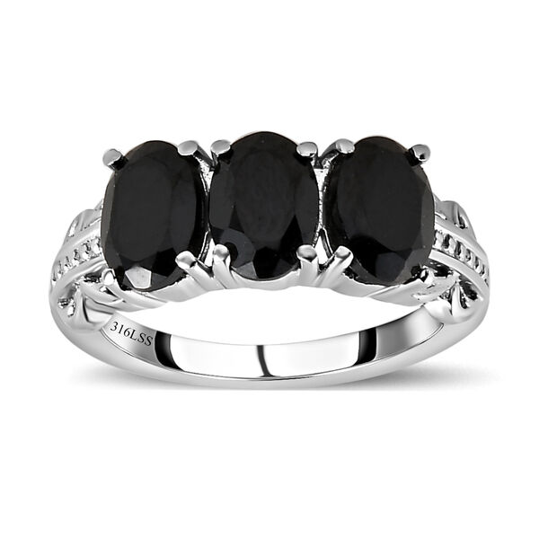 Schwarzer Spinell Schmuckset  Edelstahl ca. 5.84 ct image number 4