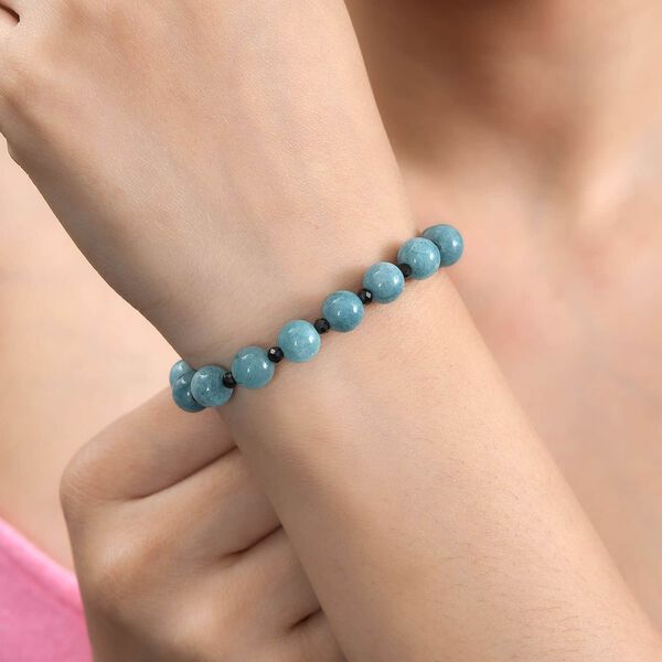 Natürliches milchiges Aquamarin und schwarzes Spinell-Armband, 18,5cm - 63 ct. image number 3