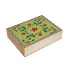 Handbemalte Aufbewahrungsbox aus Kiefernholz, 22x16x5 cm, Blumenmuster, Grün image number 2