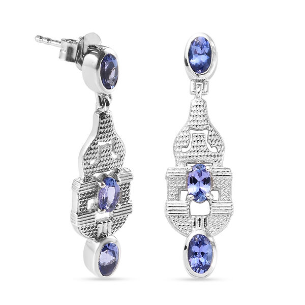AAA Tansanit und Zirkon Ohrringe 925 Silber Platin-&Uuml;berzug ca. 1,40 ct image number 4