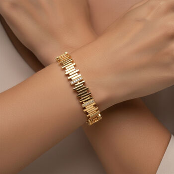 Wei&szlig;es Zirkonia Armband in Goldton, 19cm