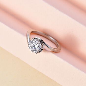 Moissanit Ring 925 Silber platiniert (Gr&ouml;&szlig;e 20.00) ca. 1,18 ct