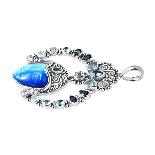 Sajen Silber - Göttin Aquamarin, Amethyst, Schweizer Blautopas, London Blautopas Anhänger 925 Silber rhodiniert ca. 28.68 ct image number 4