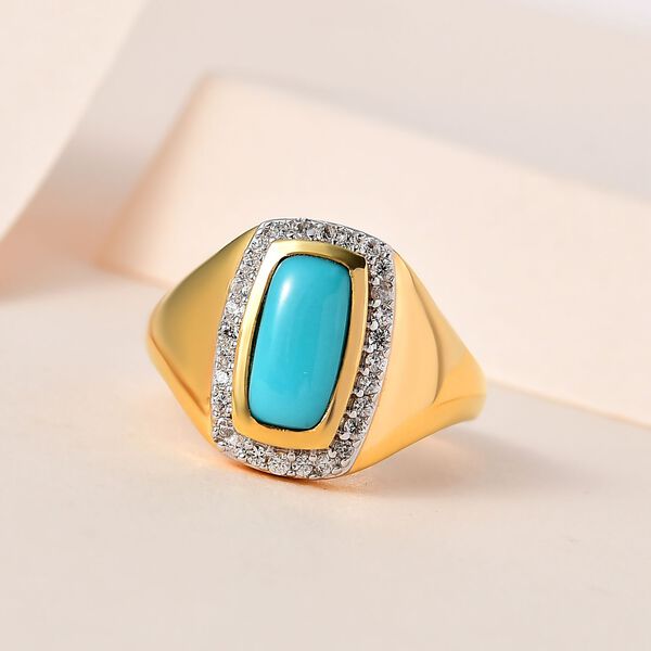 Amerikanischer, natürlicher Sleeping Beauty Türkis und Zirkon-Ring - 1,54 ct. image number 2