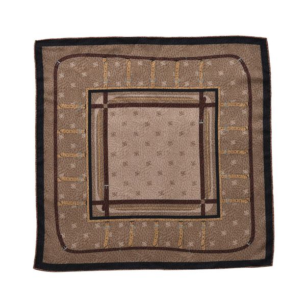 LA MAREY Luxuri&ouml;ser, wendbarer Foulard aus feinster Wolle und Maulbeerseide, 65 x 65 cm, Schoko