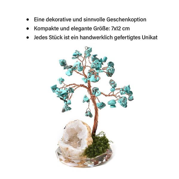 Handgefertigter T&uuml;rkis-Kristallbaum aus Kupferdraht, 7&times;12 cm, T&uuml;rkisblau image number 4
