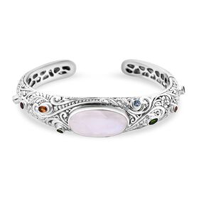 Regenbogen Mondstein, Citrin Armreif ca. 18 cm 925 Silber ca. 18.70 ct