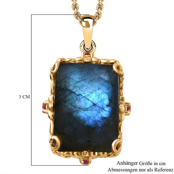 AAA Labradorit und Rhodolith Granat Anh&auml;nger mit 50cm Kette - 15,62 ct. image number 7