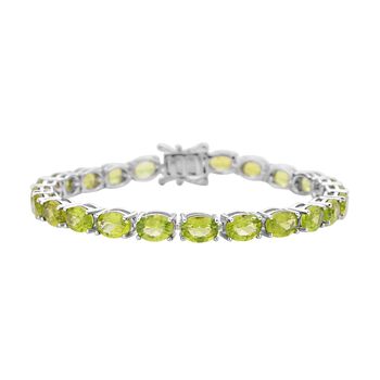 Nat&uuml;rliches Peridot Armband, ca. 20 cm, 925 Silber rhodiniert ca. 22,31 ct