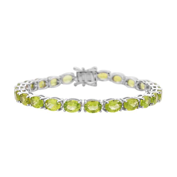 Nat&uuml;rliches Peridot Armband, ca. 20 cm, 925 Silber rhodiniert ca. 22,31 ct