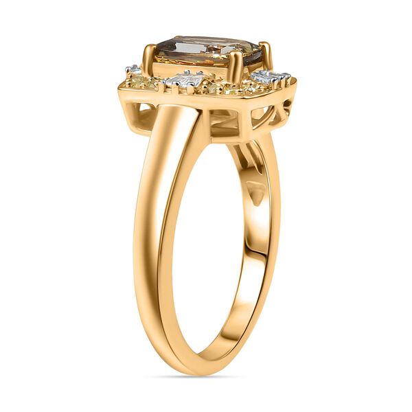 AA Natürlicher goldener Tansanit, weißer und gelber Diamant Ring in 375 Gold - 1,77 ct. image number 4