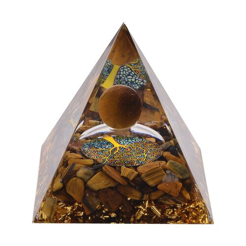 Feng Shui Edelstein Pyramide, schwebender Planet, Tigerauge image number 0