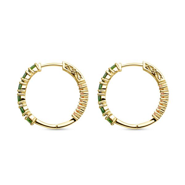 Nat&uuml;rliche Chromdiopsid und wei&szlig;e Zirkon-Creolen, 925 Silber vergoldet ca. 4,41 ct image number 4