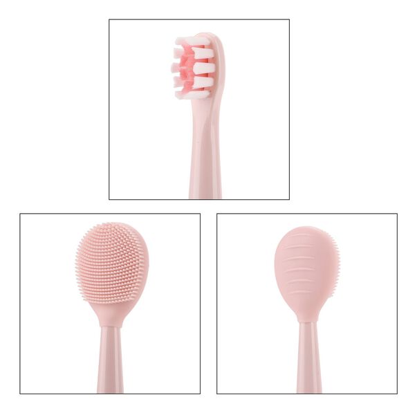 Sonic elektrische Zahnbürste mit 3 Zahnbürstenköpfen und 1 Silikon-Zungenbürstenkopf, 24,5x2,5cm, rosa image number 8