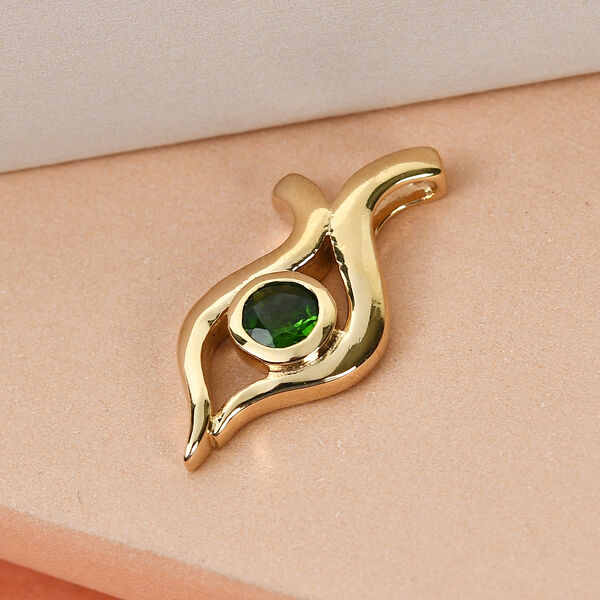 Nat&uuml;rlicher Chromdiopsid Anh&auml;nger 925 Silber vergoldet ca. 0.54 ct image number 2