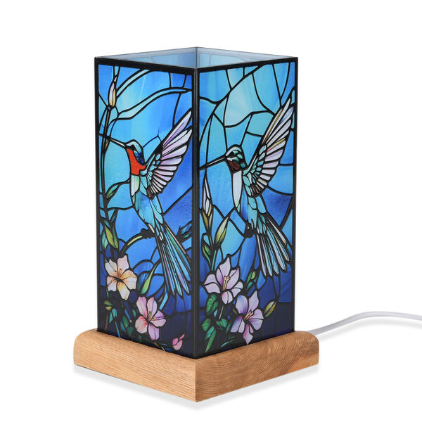 LED Tischlampe, Eschenholz und Acryl, mit USB Anschluss, Mehrfarbig image number 3