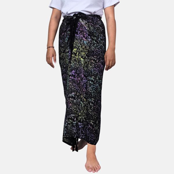 Bedruckter Sarong aus Viskose, Schwarz