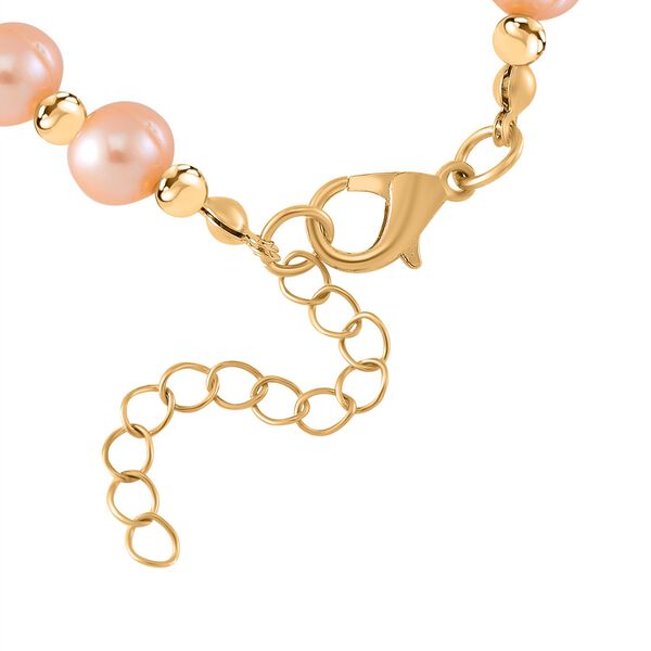 Pfirsich S&uuml;&szlig;wasser Perle und Kristall Armband in Goldton image number 4