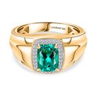 AAA Lab Created Kolumbianischer Smaragd, Lab Grown Diamant Ring 925 Silber 750 Gelbgold Vermeil (Größe 19.00) ca. 1,41 ct