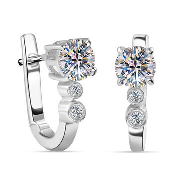 Moissanit Creolen, 925 Silber rhodiniert, ca. 1.72 ct