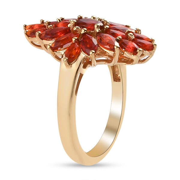 Mexikanischer Kirschd Feuer-Opal Ring 925 Silber vergoldet  ca. 1,44 ct image number 5