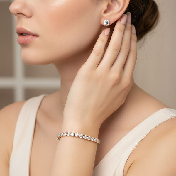 Wei&szlig;er Zirkonia Schmuckset Nickelfreies Messing vergoldet image number 2