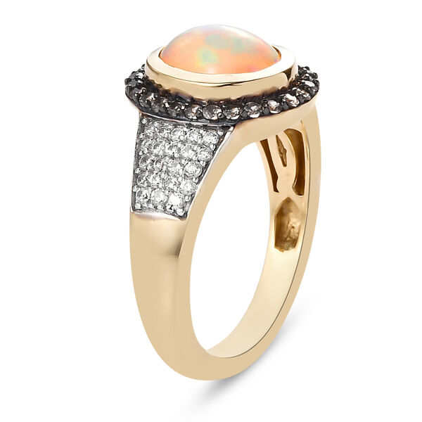 Nat&uuml;rlicher, &auml;thiopischer Opal und Champagner Zirkon-Ring, 925 Silber Gelbgold Vermeil  ca. 1,76 ct image number 5