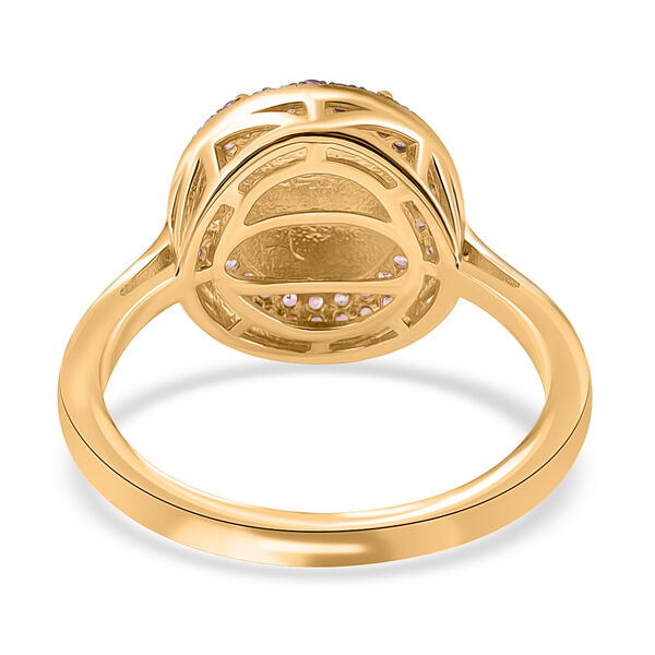 &Auml;thiopischer Opal und Rosa Saphir Halo Ring 925 Silber Gelbgold Vergoldet image number 4