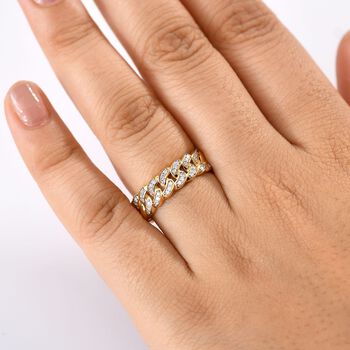 LUXURIANT DIAMOND - Lab Grown Diamant SI-GH Ring, 925 Silber 750 Gelbgold Vermeil (Gr&ouml;&szlig;e 17.00) ca. 0.24 ct