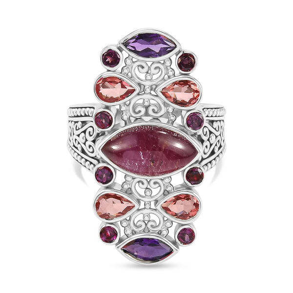 Sajen Silber-Quarz Dublett Himmlischer Rubin, Regenbogen mystischen Quarz Ring 925 Silber rhodiniert (Gr&ouml;&szlig;e 18.00) ca. 4.70 ct