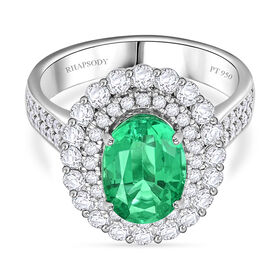 Chairman's Vault Collection - zertifiziert und geprüft RHAPSODY AAAA Äthiopischer Smaragd und VS Diamant Ring in 950 Platin - 3,75 ct.