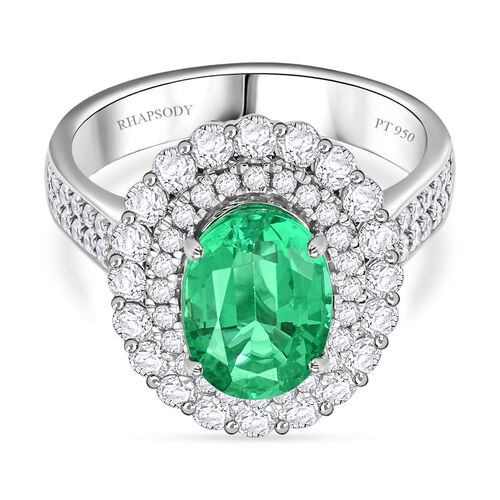 Chairman's Vault Collection - zertifiziert und geprüft RHAPSODY AAAA Äthiopischer Smaragd und VS Diamant Ring in 950 Platin - 3,75 ct. image number 0