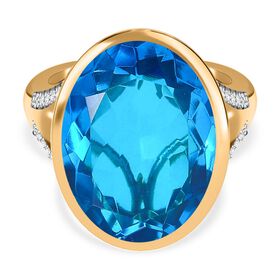 Karibik Quarz und Zirkon Ring - 20,09 ct.