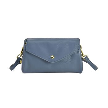 Crossbody Handtasche aus echtem Leder, 21x8x12 cm, Blau