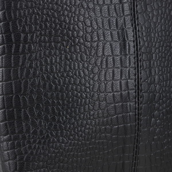 Echtleder Crossbody Tasche mit Kroko-Pr&auml;gung, Schwarz image number 8