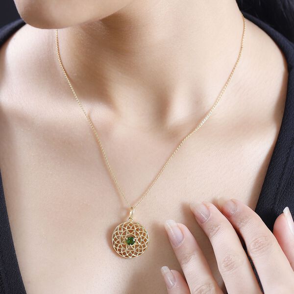 Nat&uuml;rlicher Chromdiopsid Anh&auml;nger, 925 Silber vergoldet, ca. 0.51 ct. image number 2