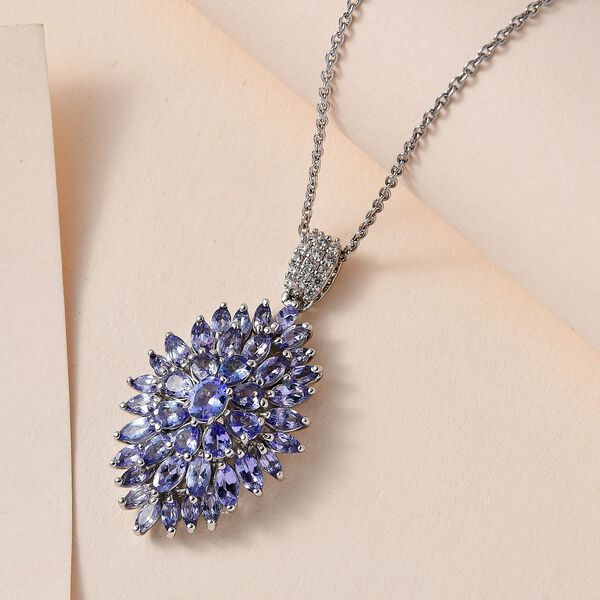 Tansanit und Zirkon Anhänger mit 50cm Kette - 5,55 ct. image number 2