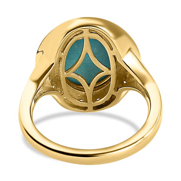 Amerikanischer, Natürlicher Sleeping Beauty Türkis und weißer Zirkon-Ring, 925 Silber Gelbgold Vermeil  ca. 3,80 ct image number 6