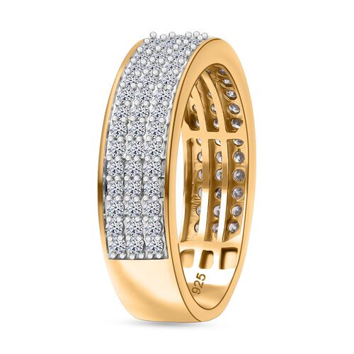 LUXURIANT DIAMOND - Lab Grown Diamant SI-GH SGL zertifiziert Ring, 925 Silber 750 Gelbgold Vermeil (Größe 17.00) ca. 1,00 ct image number 3