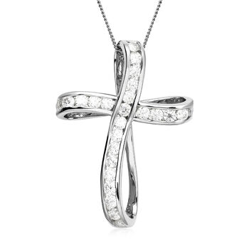 Moissanit Kreuz-Anh&auml;nger mit Kette, ca. 1,90 ct