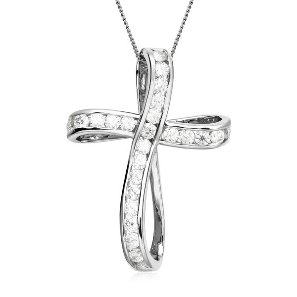 Moissanit Kreuz-Anh&auml;nger mit Kette, ca. 1,90 ct