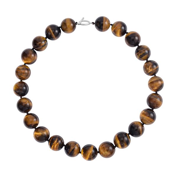 19-21 mm gelbe Tigerauge-Halskette, 50 cm - 1250 ct.