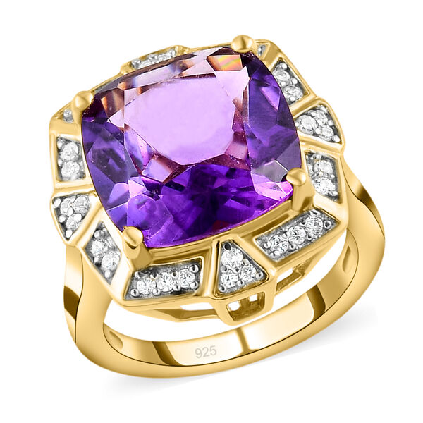 Afrikanischer Amethyst und Zirkon-Ring, 925 Silber vergoldet  ca. 6,64 ct image number 4