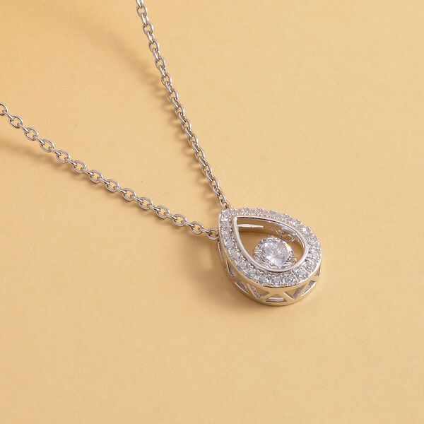 Weißer Zirkonia-Anhänger mit Edelstahl-Kette, 925 Silber rhodiniert ca. 1,15 ct image number 2