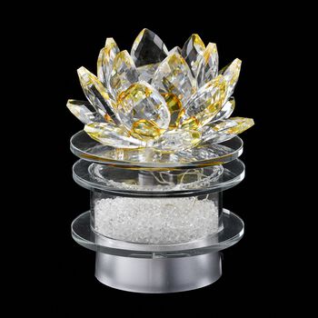 The 5th Season - Kristall Lotusbl&uuml;te LED-Licht mit drehbarem Sockel, 9,5x10,5 cm, gelb